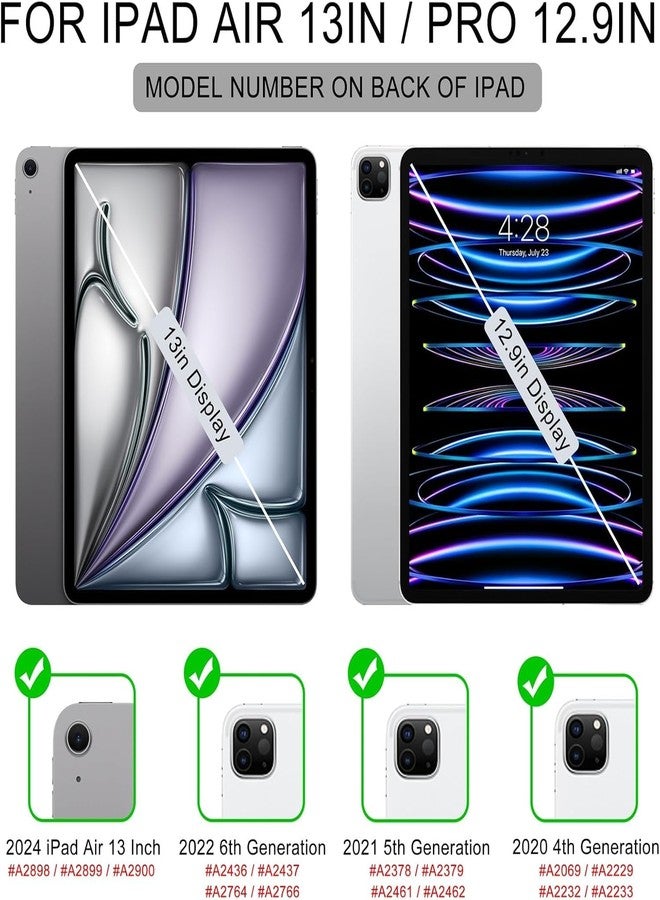 Soke Case for iPad Air 13 Inch (M3/M2,2025-2024), iPad Pro 12.9" 6th/5th Generation with Pencil Holder(2021 2022 Release)-[Apple Pencil Charging + Auto Wake/Sleep] Soft Back Cover, Navy Marble - Image 2